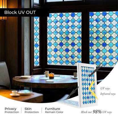 ADD.HERES Canglang Pavilion Blue 3D Stained Glass Window Film