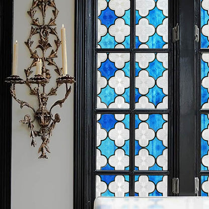 ADD.HERES Canglang Pavilion Blue 3D Stained Glass Window Film Static Cling