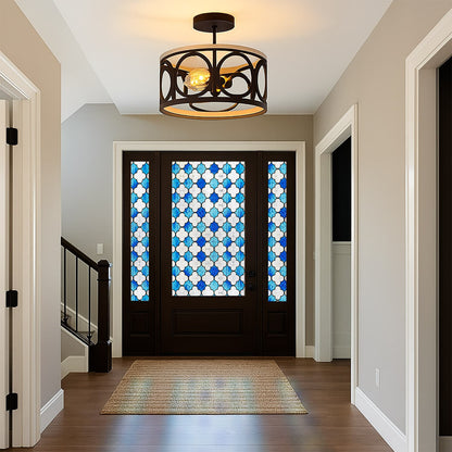 ADD.HERES Canglang Pavilion Blue 3D Stained Glass Window Film Static Cling