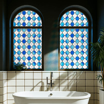 ADD.HERES Canglang Pavilion Blue 3D Stained Glass Window Film Static Cling