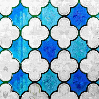 ADD.HERES Canglang Pavilion Blue 3D Stained Glass Window Film Static Cling