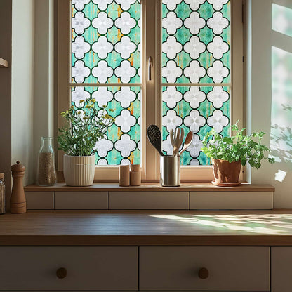 ADD.HERES Canglang Pavilion Green 3D Stained Glass Window Film Static Cling