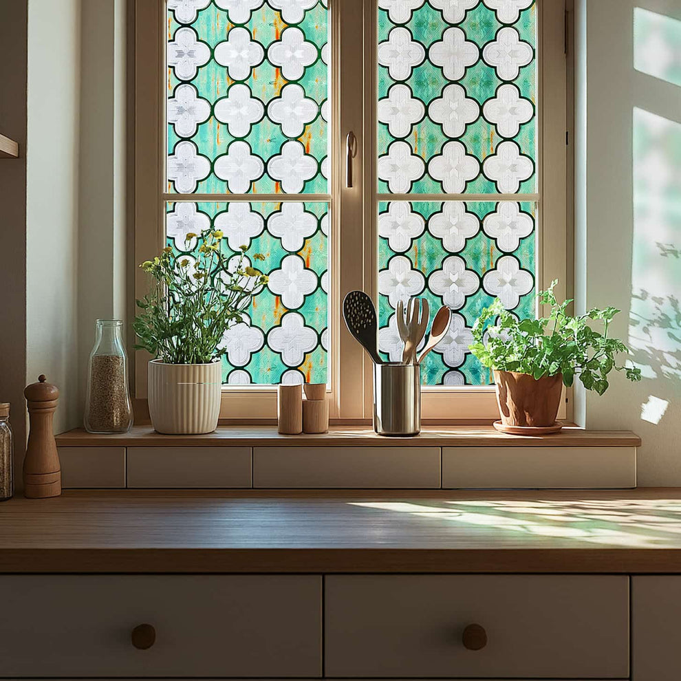 Canglang Pavilion Green 3D Window Film | Static Cling Decorative Window ...