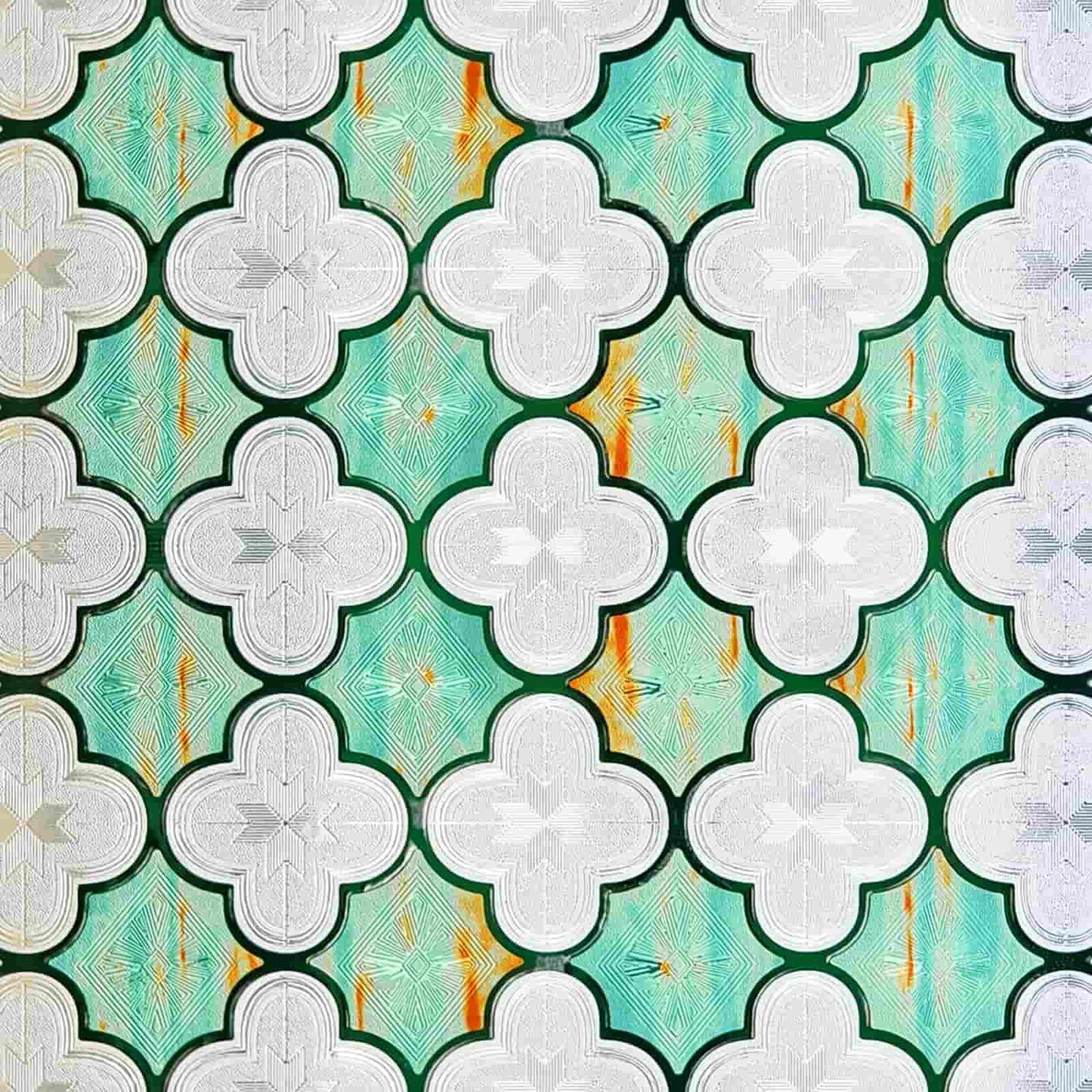 ADD.HERES Canglang Pavilion Green 3D Stained Glass Window Film Static Cling