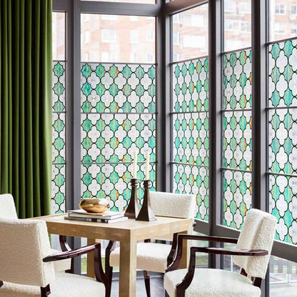 ADD.HERES Canglang Pavilion Green 3D Stained Glass Window Film Static Cling