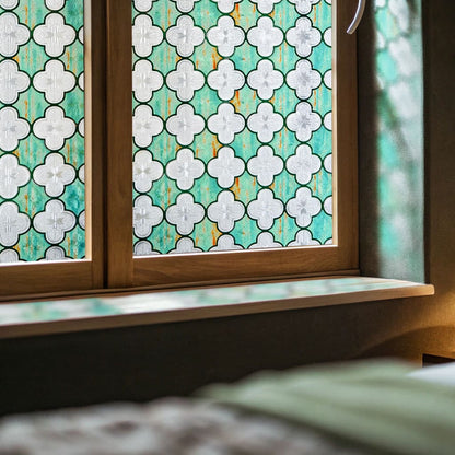 ADD.HERES Canglang Pavilion Green 3D Stained Glass Window Film Static Cling