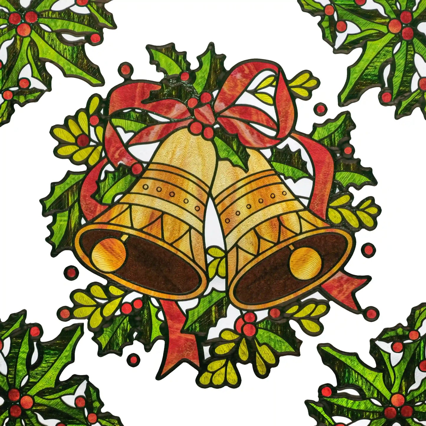 ADD.HERES Christmas Bells 3D Stained Glass Window Film Static Cling