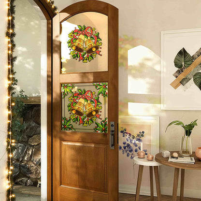 ADD.HERES Christmas Bells 3D Stained Glass Window Film Static Cling