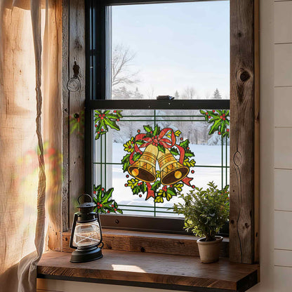 ADD.HERES Christmas Bells 3D Stained Glass Window Film Static Cling