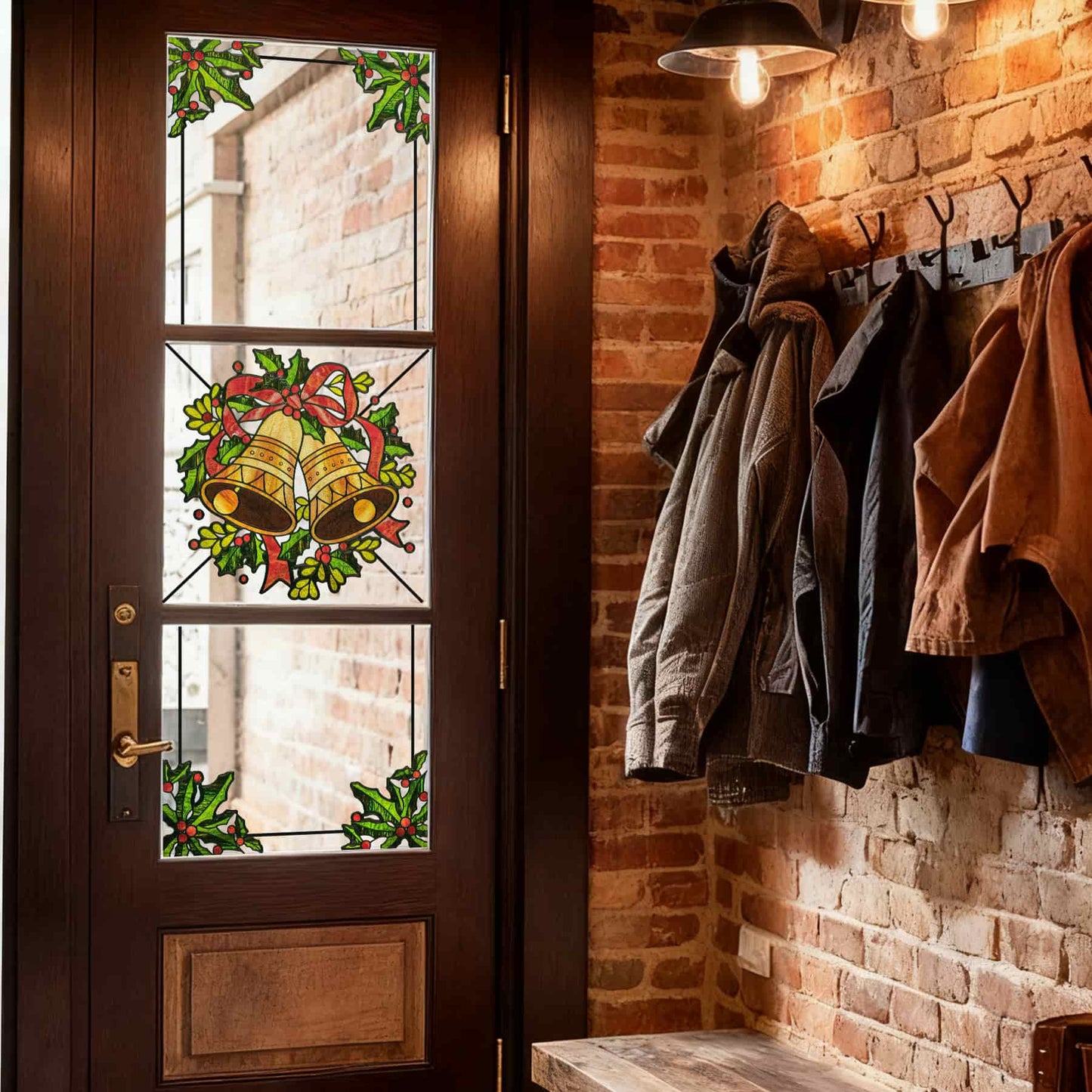 ADD.HERES Christmas Bells 3D Stained Glass Window Film Static Cling