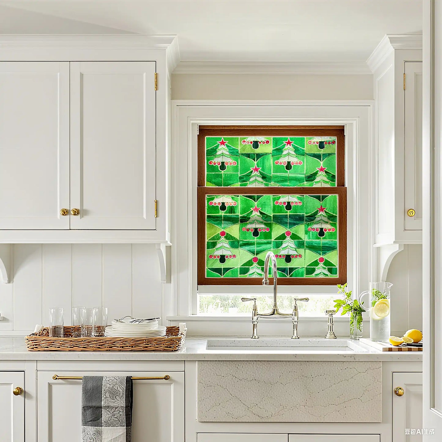 ADD.HERES Christmas Forest 3D Stained Glass Window Film Static Cling