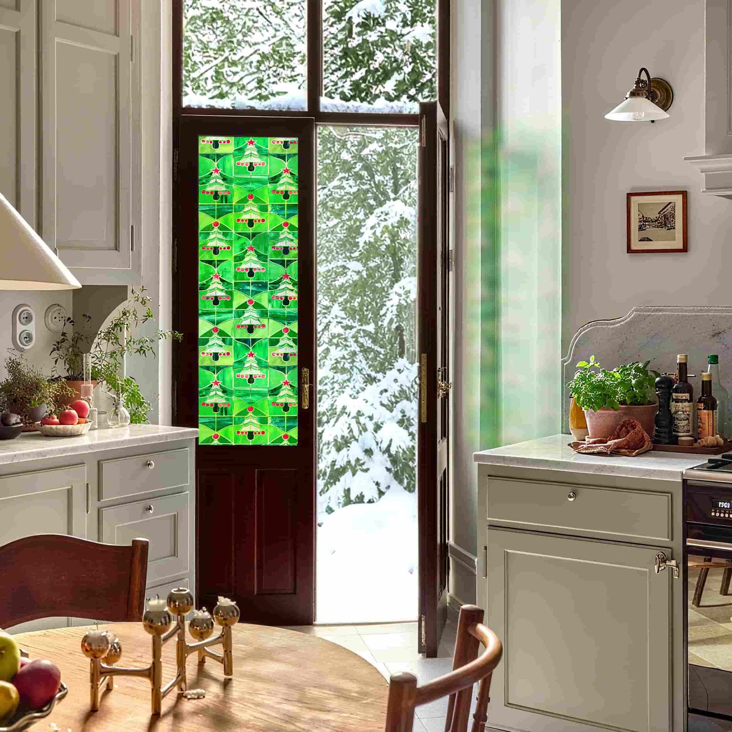 ADD.HERES Christmas Forest 3D Stained Glass Window Film Static Cling