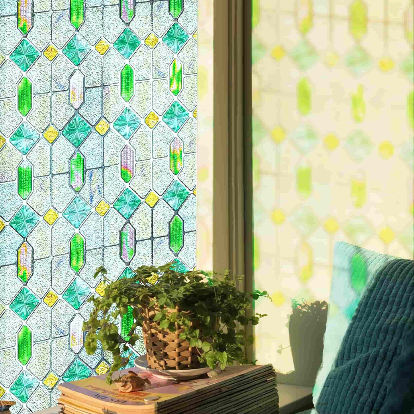 ADD.HERES Colored Glazed 3D Stained Glass Window Film Static Cling