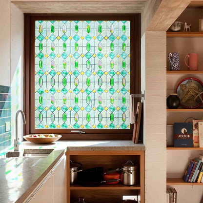 ADD.HERES Colored Glazed 3D Stained Glass Window Film Static Cling