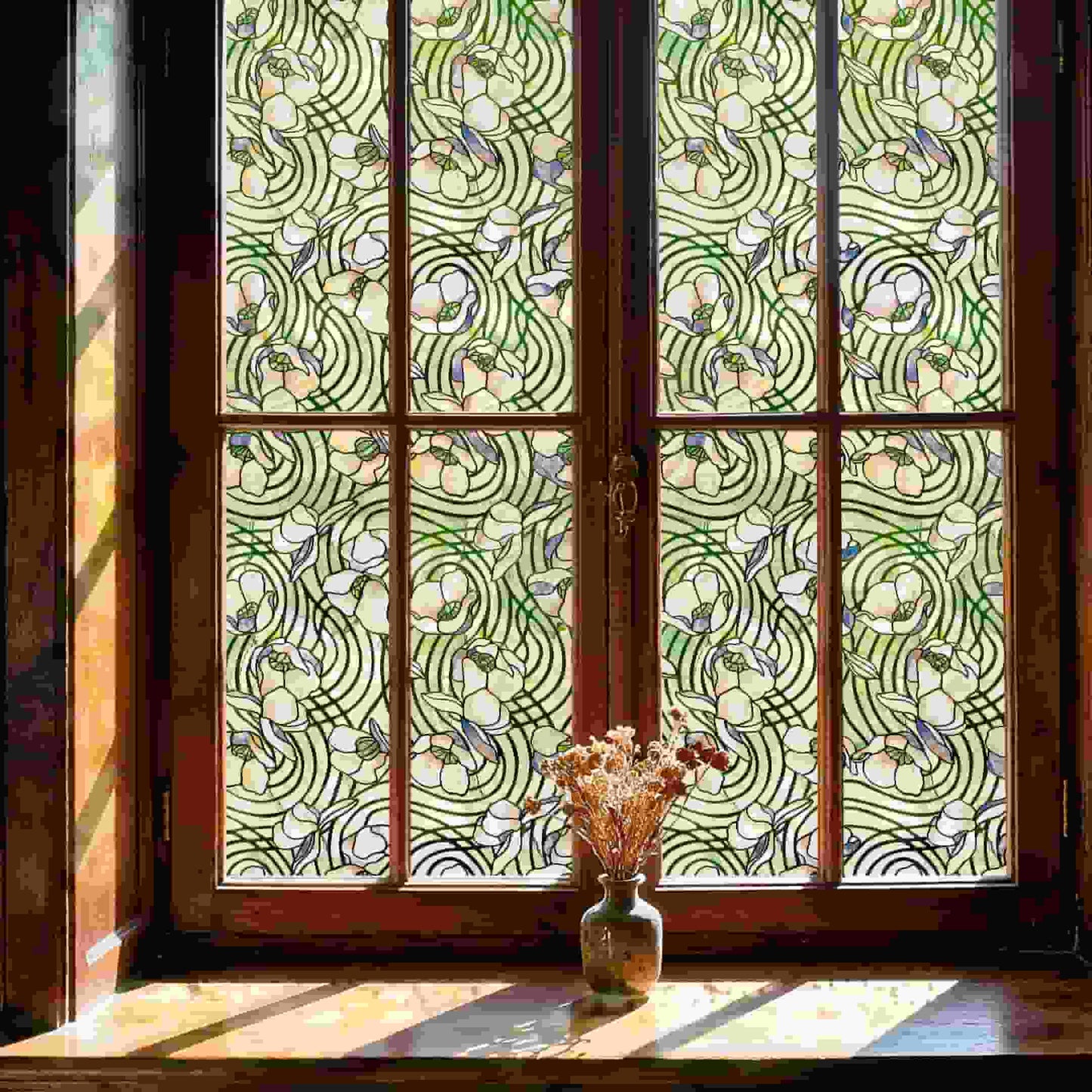 ADD.HERES Dancing Plant 3D Stained Glass Window Film Static Cling