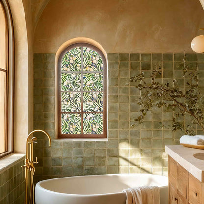 ADD.HERES Dancing Plant 3D Stained Glass Window Film Static Cling