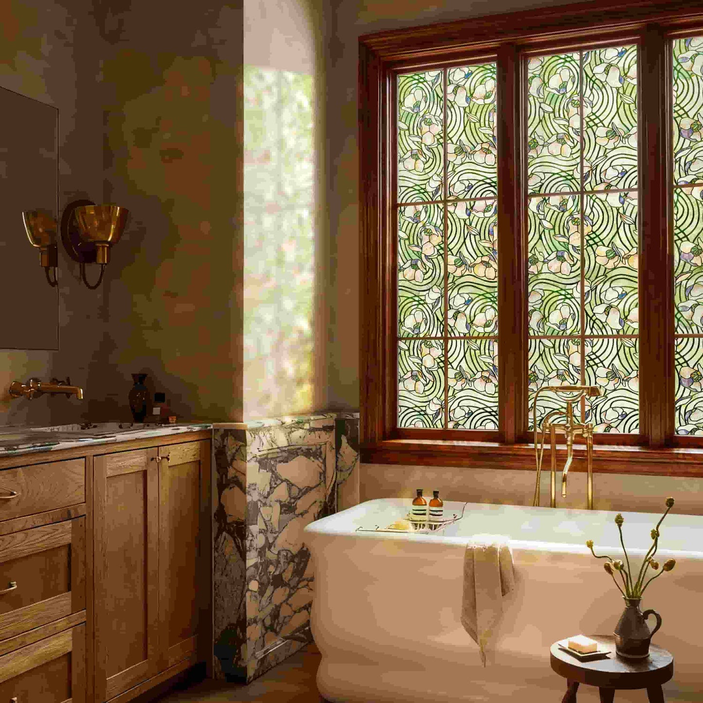 ADD.HERES Dancing Plant 3D Stained Glass Window Film Static Cling