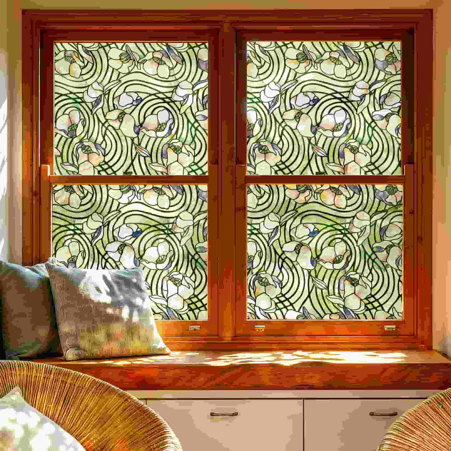 ADD.HERES Dancing Plant 3D Stained Glass Window Film Static Cling