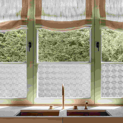 ADD.HERES Diamond-Shaped Flower 3D Stained Glass Window Film Static Cling