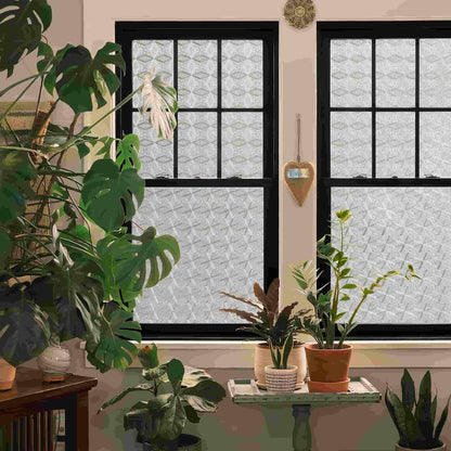 ADD.HERES Diamond-Shaped Flower 3D Stained Glass Window Film Static Cling