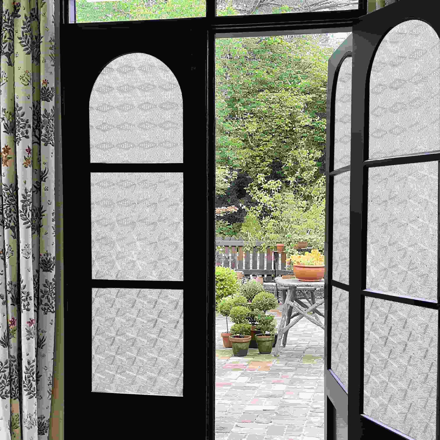 ADD.HERES Diamond-Shaped Flower 3D Stained Glass Window Film Static Cling