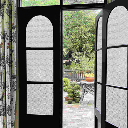 ADD.HERES Diamond-Shaped Flower 3D Stained Glass Window Film Static Cling