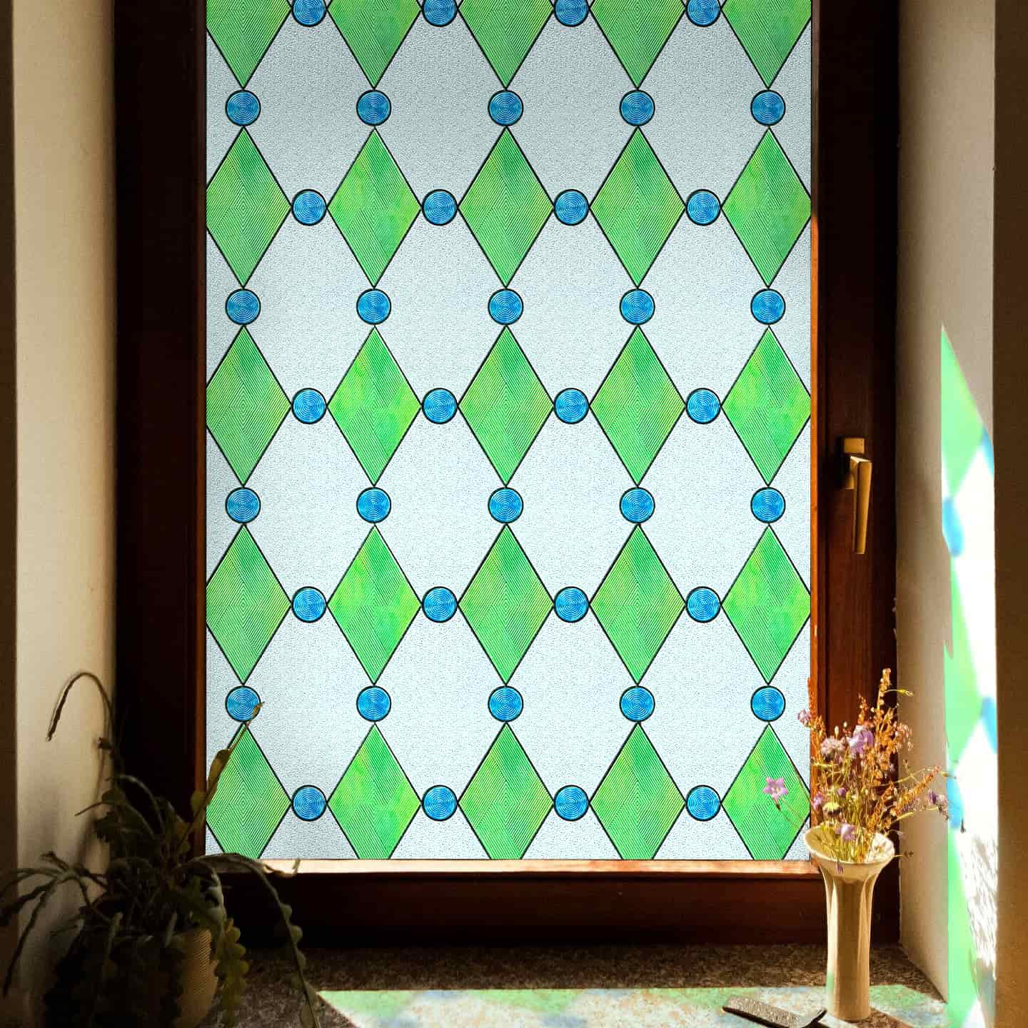 ADD.HERES Diamond Lattice 3D Stained Glass Window Film Static Cling