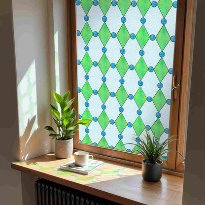 ADD.HERES Diamond Lattice 3D Stained Glass Window Film Static Cling