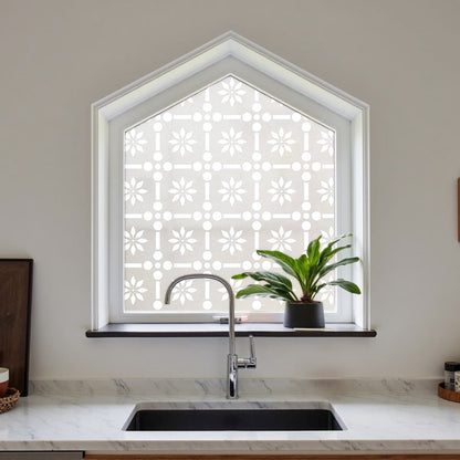 ADD.HERES Floral Grid‌ 3D Stained Glass Window Film Static Cling