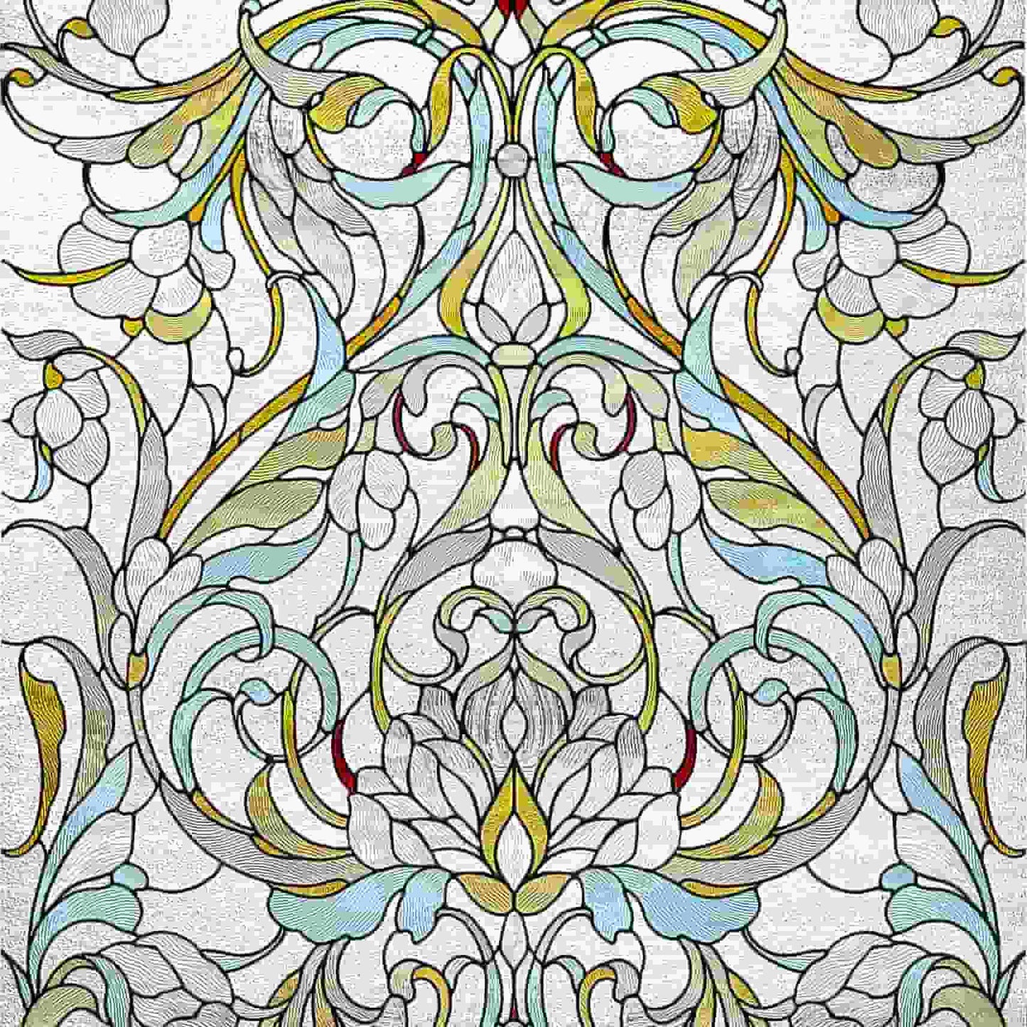 ADD.HERES Floral Path 3D Stained Glass Window Film Static Cling