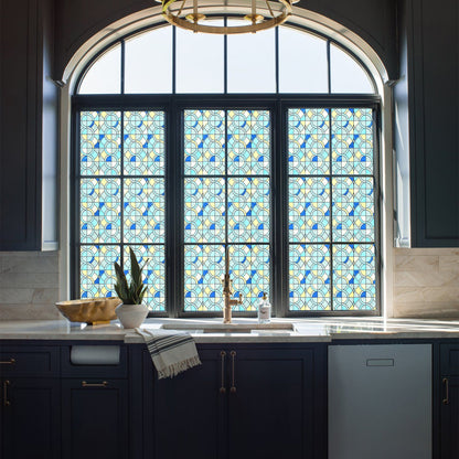 ADD.HERES Geometric Rings 3D Stained Glass Window Film Static Cling