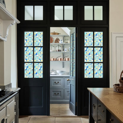 ADD.HERES Geometric Rings 3D Stained Glass Window Film Static Cling