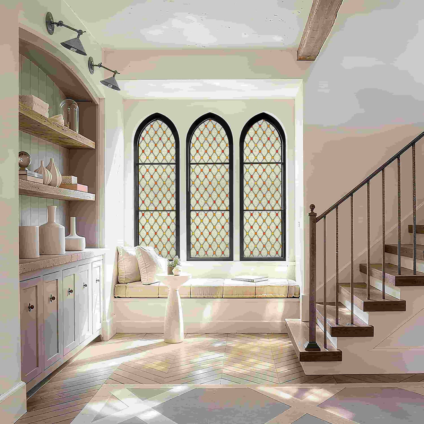 ADD.HERES Gothic Diamond 3D Stained Glass Window Film Static Cling