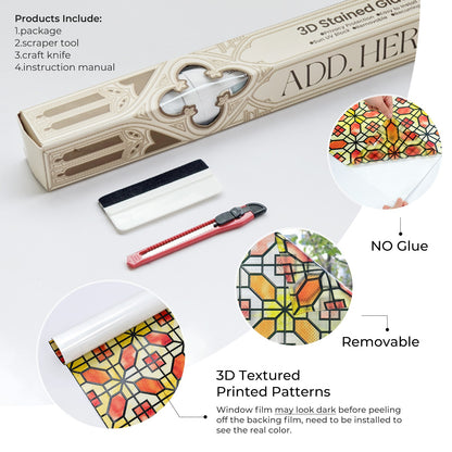 ADD.HERES Grid Order 3D Stained Glass Window Film