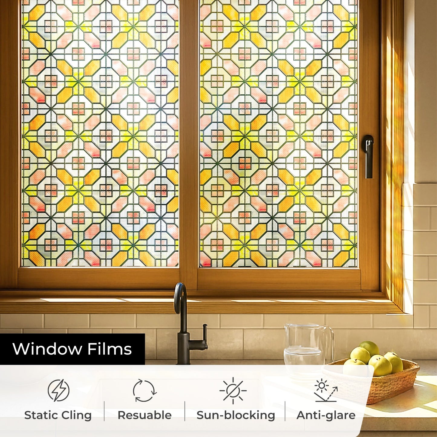 ADD.HERES Grid Order 3D Stained Glass Window Film