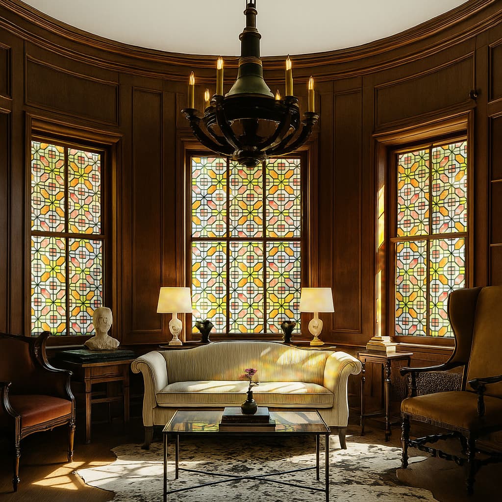 ADD.HERES Grid Order 3D Stained Glass Window Film Static Cling