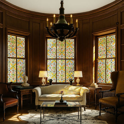 ADD.HERES Grid Order 3D Stained Glass Window Film Static Cling