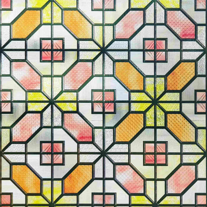 ADD.HERES Grid Order 3D Stained Glass Window Film Static Cling