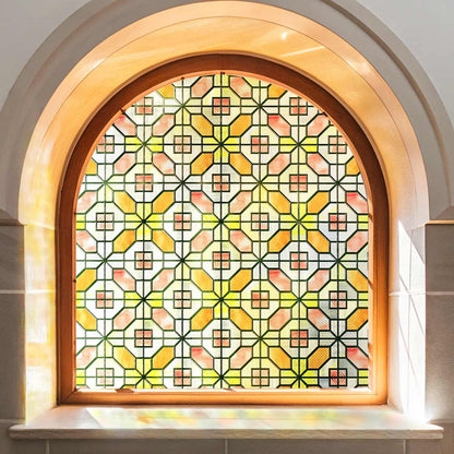 ADD.HERES Grid Order 3D Stained Glass Window Film Static Cling