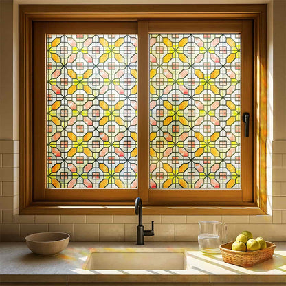 ADD.HERES Grid Order 3D Stained Glass Window Film Static Cling
