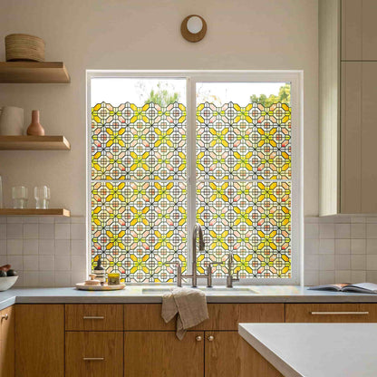 ADD.HERES Grid Order 3D Stained Glass Window Film Static Cling