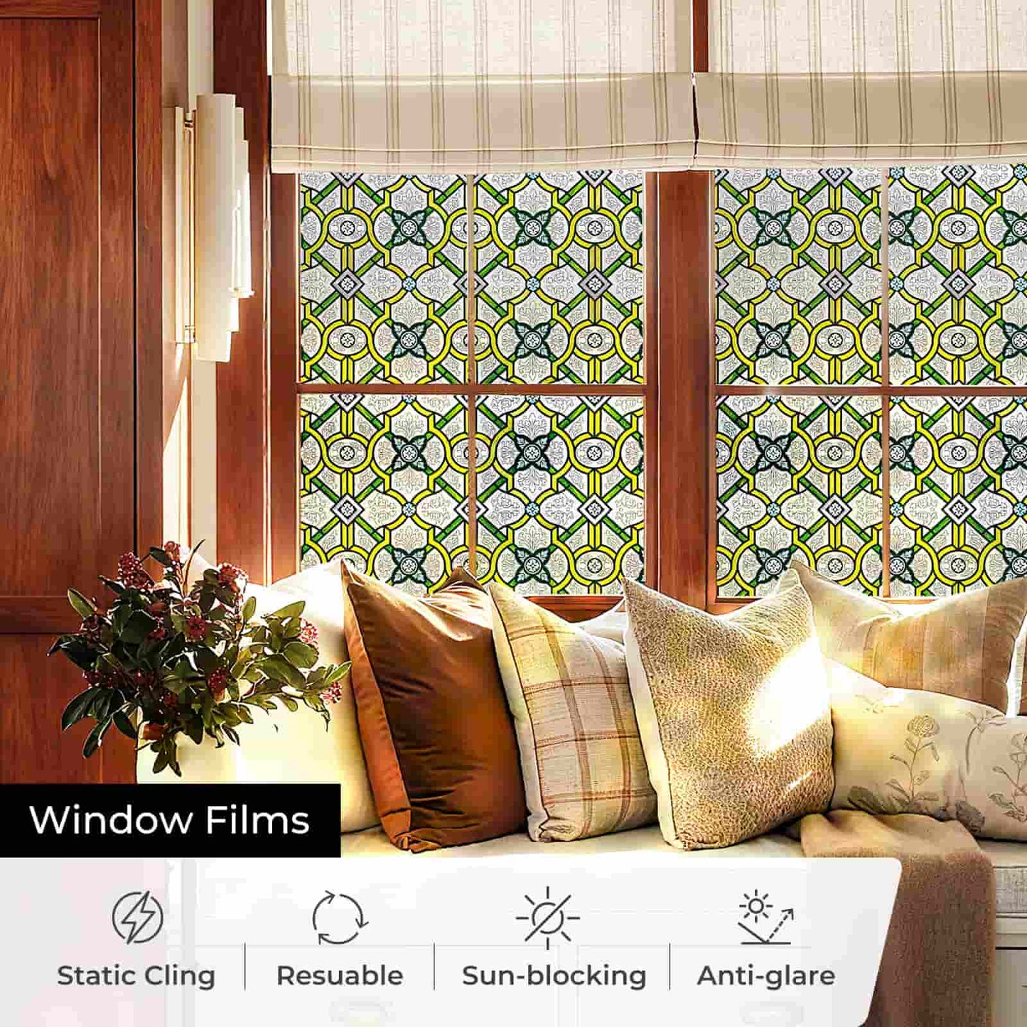 ADD.HERES Holy Lattice 3D Stained Glass Window Film Static Cling