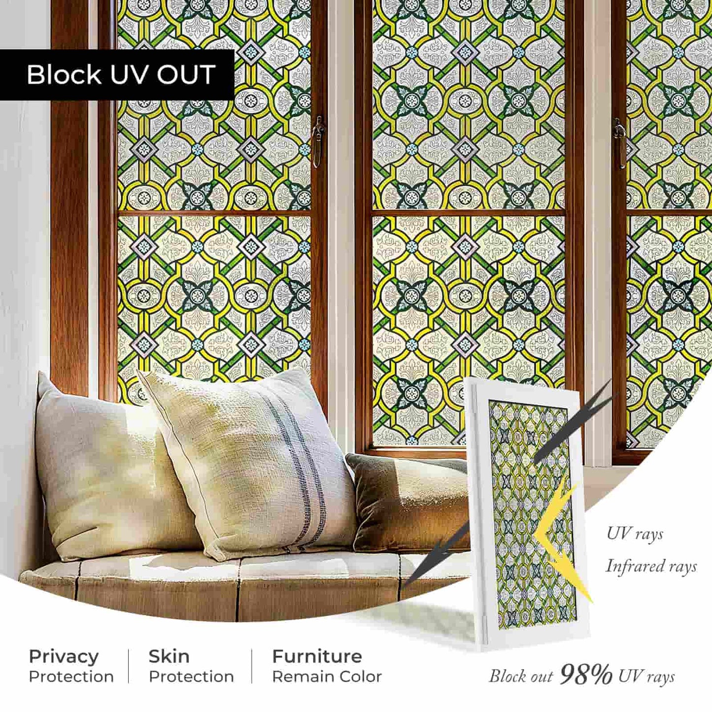 ADD.HERES Holy Lattice 3D Stained Glass Window Film Static Cling