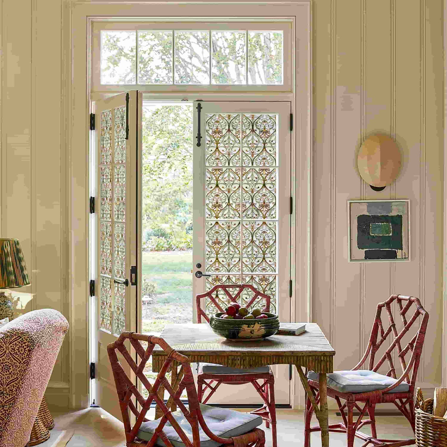 ADD.HERES Honeysuckle Ogee 3D Stained Glass Window Film Static Cling