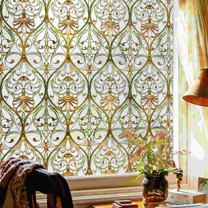 ADD.HERES Honeysuckle Ogee 3D Stained Glass Window Film Static Cling