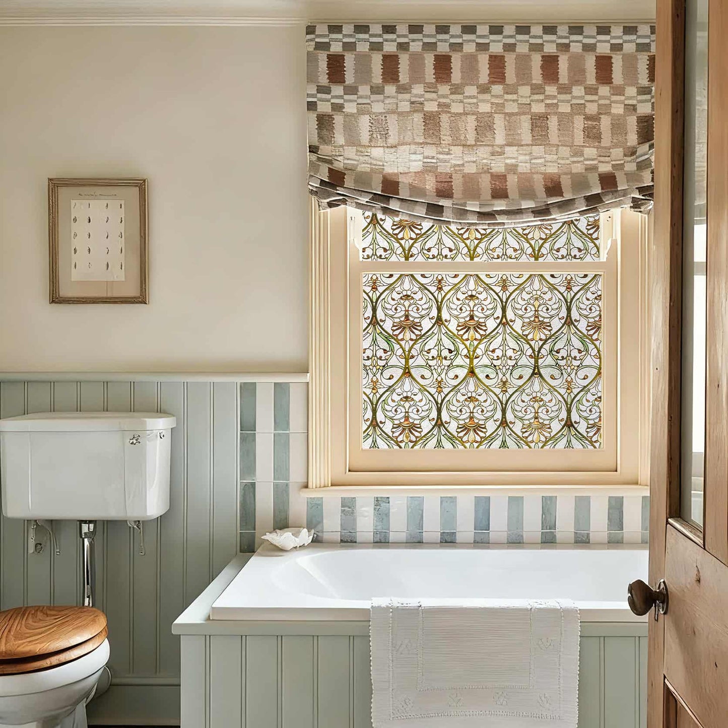 ADD.HERES Honeysuckle Ogee 3D Stained Glass Window Film Static Cling