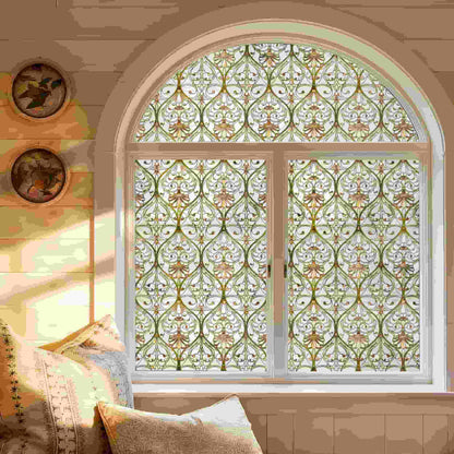 ADD.HERES Honeysuckle Ogee 3D Stained Glass Window Film Static Cling