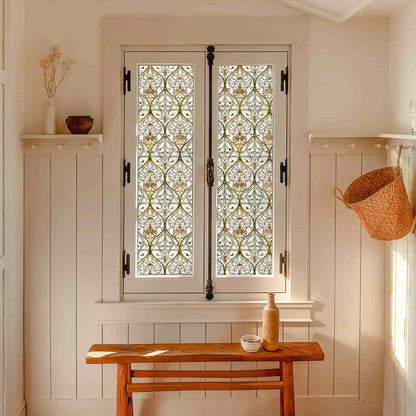 ADD.HERES Honeysuckle Ogee 3D Stained Glass Window Film Static Cling