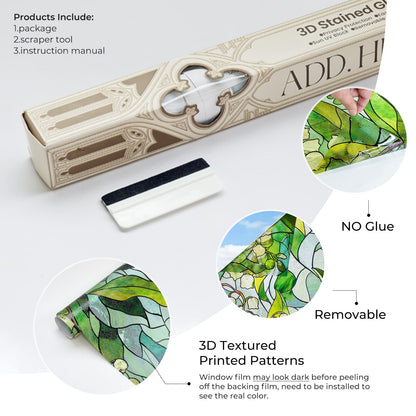 ADD.HERES Linglan 3D Stained Glass Window Film Static Cling