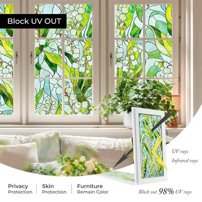 ADD.HERES Linglan 3D Stained Glass Window Film Static Cling